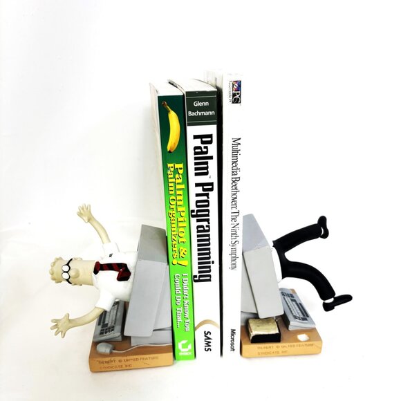 Rare Dilbert Computer Bookends 1990's FIGI Comic/Cartoon Spinning - Picture 10 of 15
